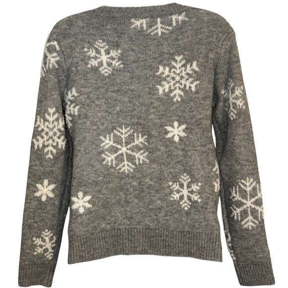 CUPCAKES AND CASHMERE Super Soft Dove Grey Snowflake Knit Sweater NWT Size XS - Picture 5 of 7